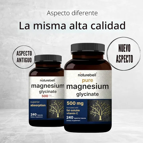 Vista 3 de Cápsulas de glicinato de magnesio de 500 mg, 240 unidades, 100 % quelado y purificado, probado por terceros, sin OGM y sin gluten