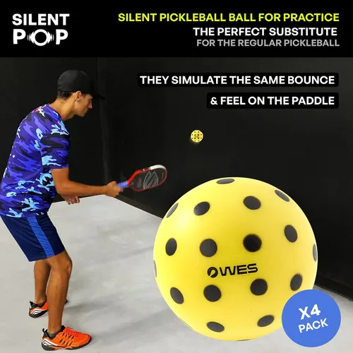 Vista 2 de WES Juego de 4 bolas de pickleball silenciosas