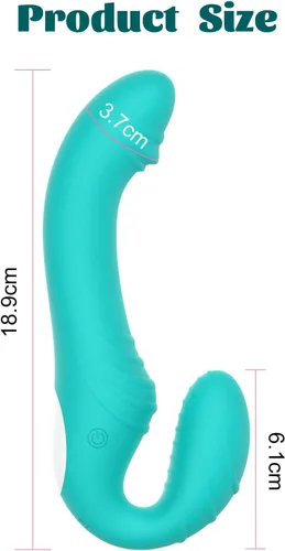 Vista 5 de Vibradores de consolador sin tirantes, juguetes sexuales para adultos, lesbianas con 9 modos de vibración, vibrador de doble extremo con control