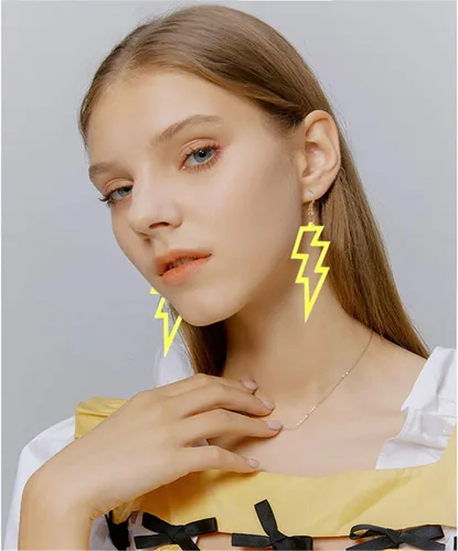 Vista 4 de 3 pares de aretes colgantes de neón fluorescentes retro de los años 80 para disfraz de neón para mujer
