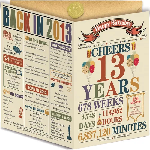Vista 8 de Asmallgf Tarjeta de regalo vintage de 10º cumpleaños para niñas, niños y adolescentes, mensaje impreso en el interior con sobre de papel kraft