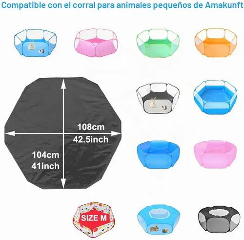 Vista 6 de Amakunft - Tapete hexagonal impermeable lavable para corralito de juegos para animales pequeños (42.5 x 41 pulgadas), forro de ropa de cama