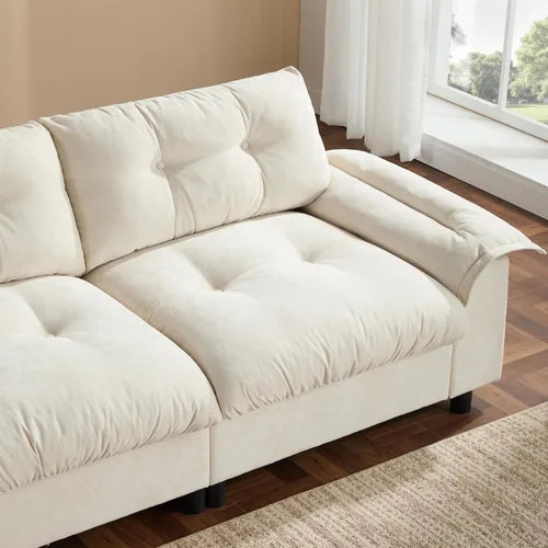 Vista 68 de Sofá modular moderno en forma de U de 115 pulgadas, juego de sofás tapizados grandes con asiento de almacenamiento, sofá cama convertible con diván