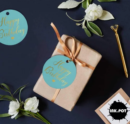 Vista 5 de Etiqueta de papel para colgar con texto en inglés «Happy Birthday» (50 unidades)