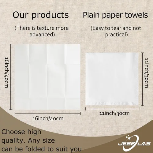 Vista 7 de JEBBLAS Paquete de 100 servilletas desechables de tela, bolsillo integrado para cubiertos, para bodas, fiestas, servilletas blancas, preplegadas
