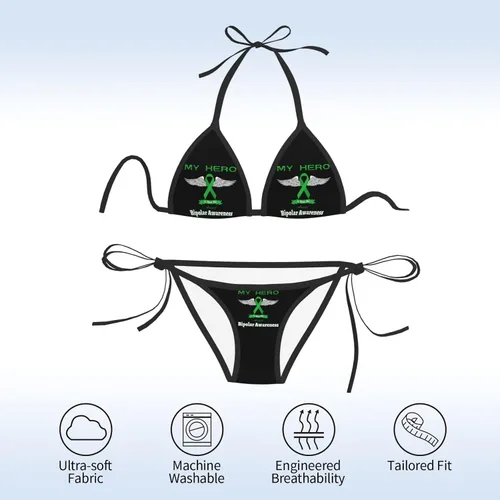 Vista 7 de My Hero is Now My Angel Bipolar Awareness - Bikini de moda para mujer, 2 piezas, push up, verano, playa, conjunto de bikini triangular, traje