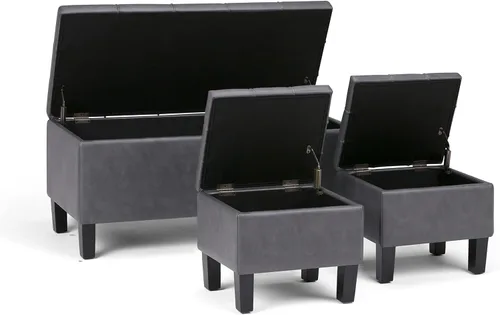 Vista 4 de SIMPLIHOME Gabbie - Otomana de almacenamiento de piel vegana de 36 pulgadas de ancho, color marrón