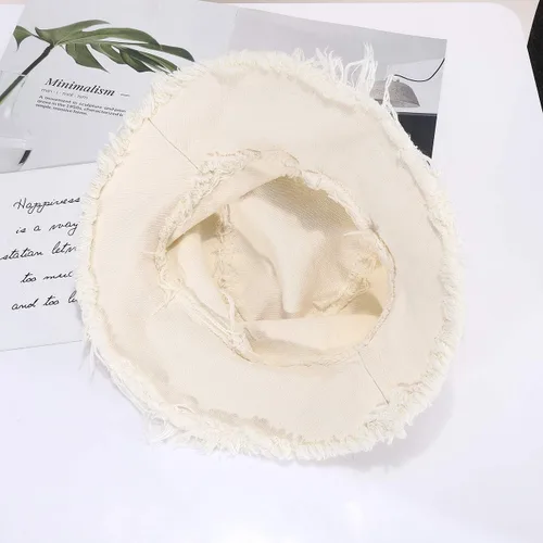 Vista 3 de boderier Sombreros de sol para mujer, estilo casual, de ala ancha, de algodón, para playa, vacaciones, viajes, accesorios