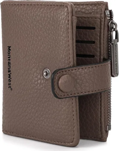 Vista 2 de Montana West Cartera para mujer con bloqueo RFID y bolsillo para monedas con cremallera, B Caqui