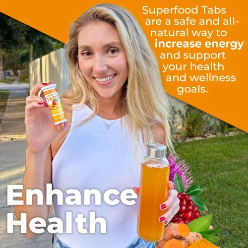 Vista 3 de Superfood Tabs skinnytabs - Bebida limpiadora antihinchazón con 15 superalimentos, apoya la digestión, la energía y los antojos, vegano, sin OMG, 30
