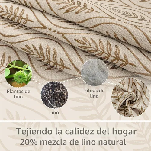 Vista 4 de BGment Cortinas Jacquard French Country Taupe Leaf de 96 pulgadas, 2 Gris pardo