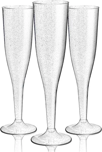Vista 9 de WDF - Juego de 36 copas de champán de plástico azul transparente, 7 onzas, copas de champán desechables para fiestas, bodas, cumpleaños, primavera