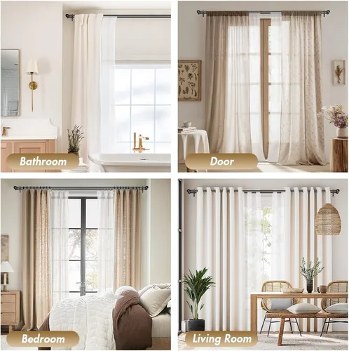 Vista 7 de GXOACKJ Barras de cortina dobles para ventanas de 36 a 60 pulgadas de largo, barra de cortina doble decorativa ajustable resistente con remates
