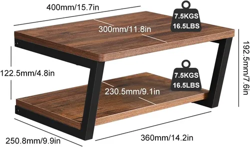 Vista 3 de LUCKUP Estantes flotantes de pared para proyector de pared, soporte de madera AV con 2 estantes, centro de entretenimiento con marco de acero