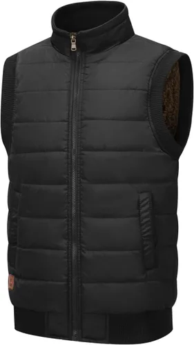 Vista 61 de Msmsse Chalecos de invierno para hombre, con forro polar, acolchado, casual, sin mangas