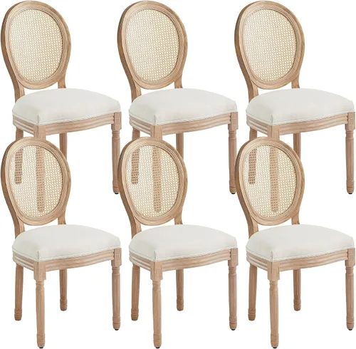 Vista 18 de Juego de 2 sillas de comedor de ratán, sillas de comedor de estilo francés rústico de mediados de siglo, sillas de comedor de acento estilo granja