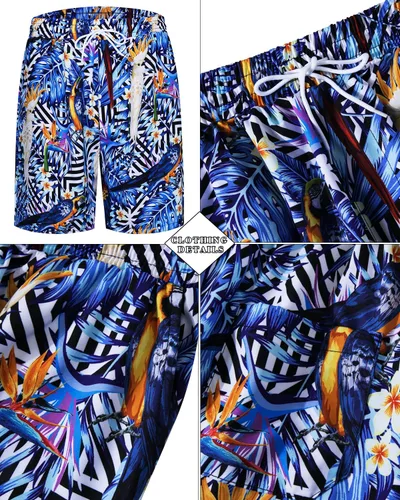 Vista 74 de TUNEVUSE Conjunto de camisas y pantalones cortos hawaianos para hombre, 2 piezas, trajes de playa con estampado de flores, traje tropical de verano