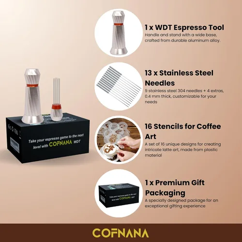 Vista 4 de WDT Tool Espresso - Herramienta agitadora profesional de espresso - Distribuidor de espresso de aluminio premium - Herramienta de distribución