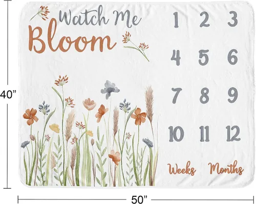 Vista 4 de Sweet Jojo Designs Manta de jardín floral bohemio para niña de flores – recién nacido mensual primer año foto crecimiento infantil regalo regalo