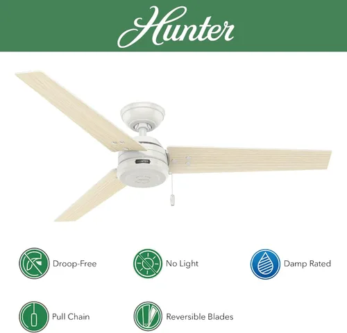 Vista 2 de Hunter Ventilador de techo industrial para exteriores de 52 pulgadas, 3 aspas (renovado) (blanco fresco)