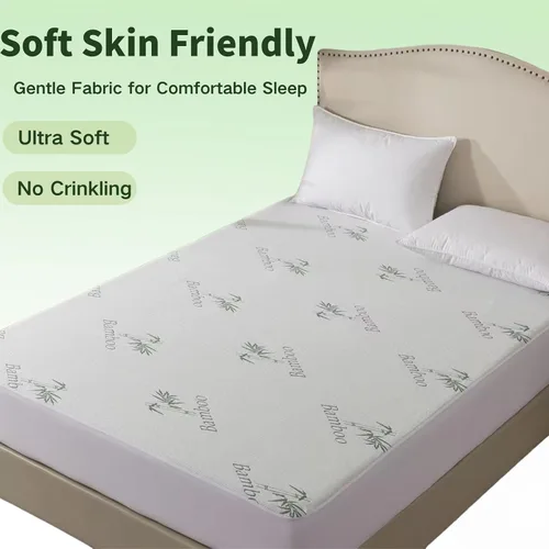 Vista 3 de WhatsBedding Funda de colchón tamaño matrimonial (solo funda), viscosa transpirable hecha de bambú, protector de colchón Verde