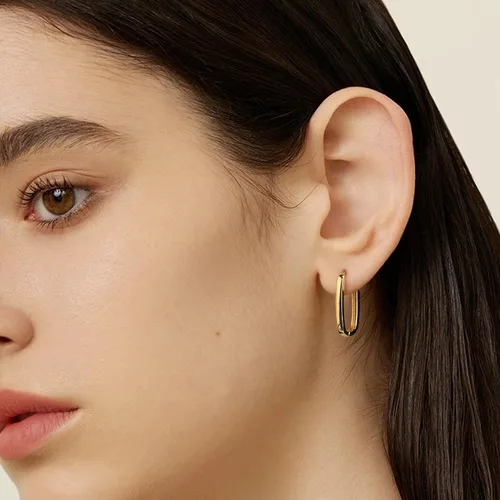 Vista 4 de Sterling Silver Rectangle Hoop Earrings for Women Silver Geometric Rectangle Hypoallergenic Earrings Square Hoops Earring