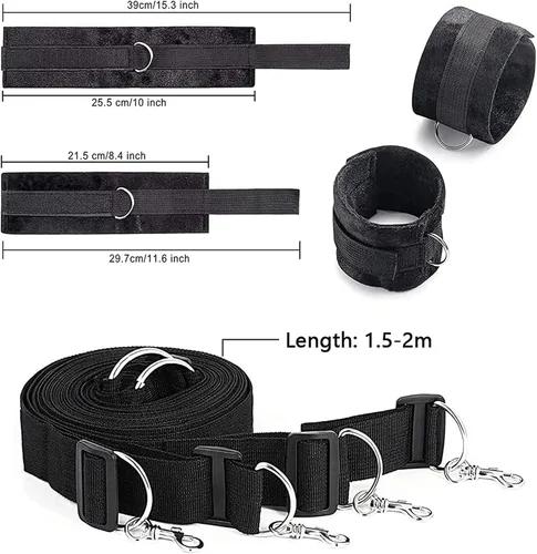Vista 4 de Bandas de resistencia sexual para mujeres, cuerdas de sujeción de cama de tamaño completo y cordones de sujeción de servidumbre, esposas sexuales