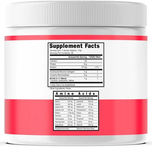 Vista 2 de Creatina para Mujeres Polvo de Monohidrato de Creatina 5G + 5000mg de Colágeno + 1000mg de BCAA 2:1:1 en Polvo (30 Porciones) Apoyo para Glúteos