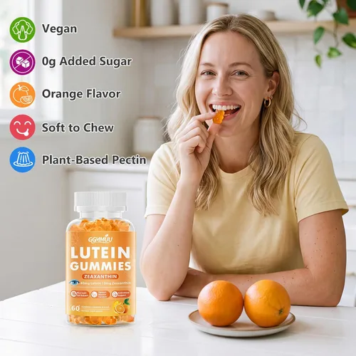 Vista 6 de Gomitas de luteína y zeaxantina, sin azúcar, sabor a naranja, 60