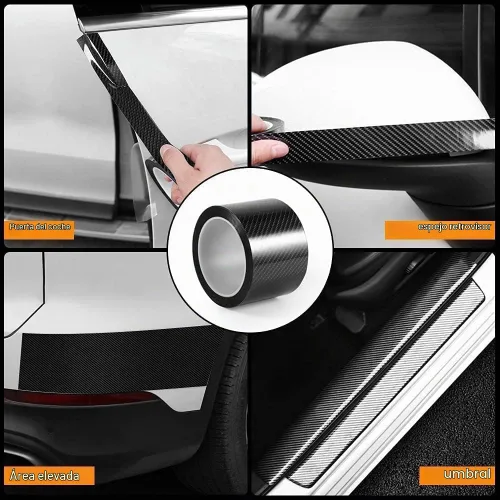 Vista 6 de Película protectora de umbral de puerta de automóvil PEVA de 1.97 x 196.8 pulgadas, color negro textured grip surface, cut-to-fit design