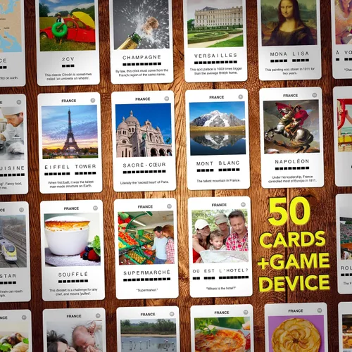Vista 4 de 100 PICS France - Juego de cartas infantil de Francia, juegos de viaje divertidos y familiares, recursos de aprendizaje, tarjetas didácticas