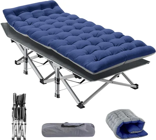 Vista 16 de NAIZEA Catres plegables para adultos, catre plegable con colchón, cama plegable para camping, catre militar portátil, catres de dormir Oxford