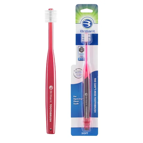 Vista 9 de Brilliant Oral Care - Cepillo de dientes para adultos con cerdas suaves, cabeza redonda y limpieza completa para dientes y encías, azul, 1 paquete