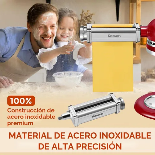 Vista 7 de Rodillo de pasta para batidora de pie Kitchenaid, máquina de pasta para accesorios de mezclador Kitchenaid, accesorio de pasta de acero inoxidable