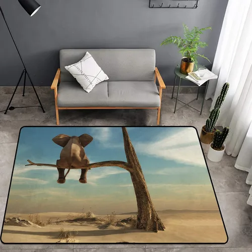 Vista 14 de Alfombra de esponja lavable para niños y niñas, dormitorio, sala de estar, elefante africano, exótico, selva, animales salvajes, antideslizante