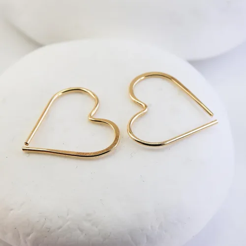 Vista 3 de Aretes de aro finos martillados, elegantes plata esterlina geométrica sólida, relleno de oro y relleno de oro rosa para mujer por Lotus Stone Jewelry