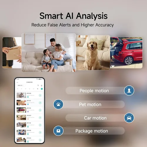 Vista 8 de fanxiang Cámara de seguridad inalámbrica 2K con batería recargable para exteriores, WiFi, rotación panorámica de 300°, detección de movimiento AI