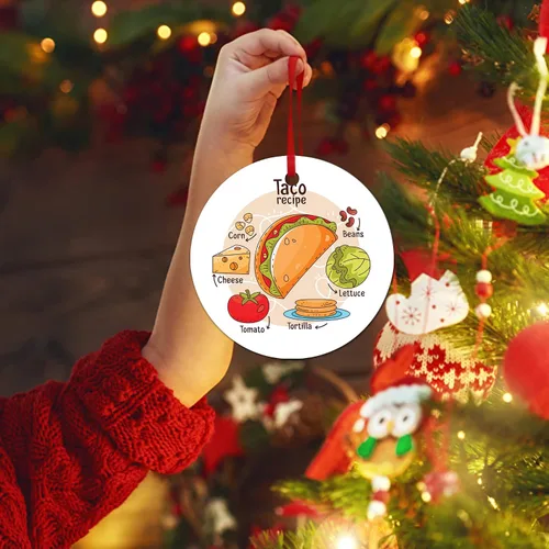 Vista 6 de Receta de tacos Adorno de Navidad Adorno colgante de tortilla Adorno de Navidad 2023 Regalo de Navidad Decoración de árbol de Navidad, adorno