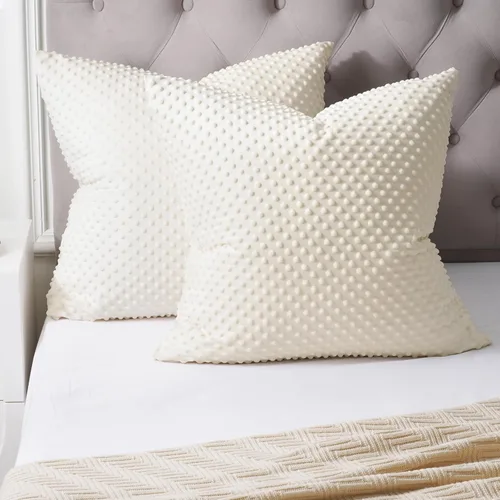 Vista 7 de PHF Minky - Funda de almohada de lunares de 18 x 18 pulgadas, paquete de 2 fundas de cojín de terciopelo real de burbujas de visón suave, acogedora
