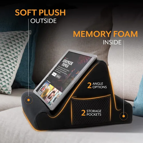 Vista 6 de Brookstone - Soporte para tableta de mesa de regazo con espuma viscoelástica, sostiene teléfonos, iPads, lectores de libros electrónicos, 2 ángulos
