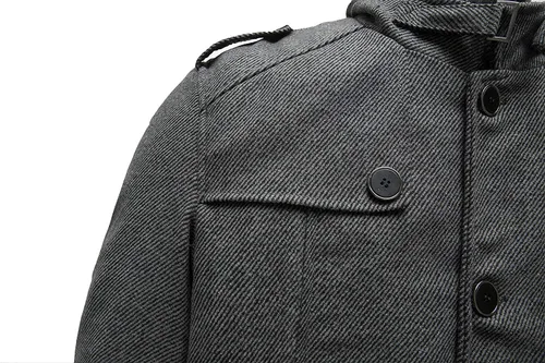 Vista 6 de Wantdo - Chaqueta cortavientos de cuello alto para hombre, mezcla de lana
