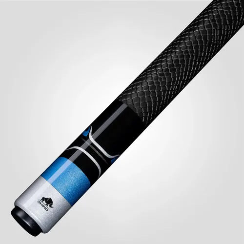 Vista 5 de Taco de billar RHINO Racing - Azul - Junta de 3/8-8 - Eje de carbono premium, diámetro de punta de 12,5 mm, Pro Taper. Empuñadura compuesta