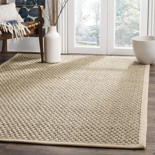 Vista 129 de SAFAVIEH Natural Fiber Collection NF114A - Alfombra de pasillo de hierba marina con patrón de tejido de cesta y borde, de 2 pies 6 pulgadas x 16