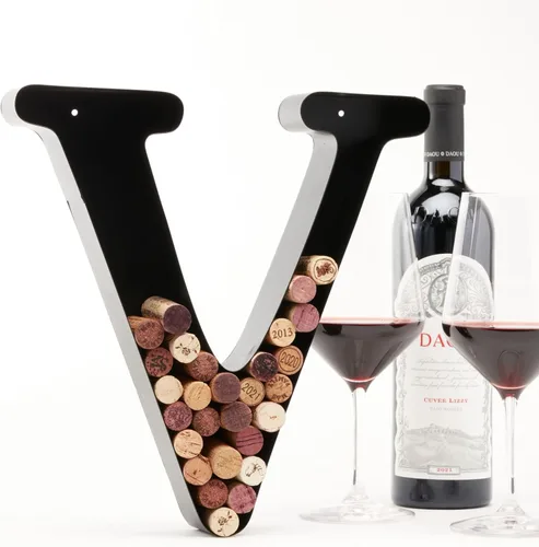 Vista 27 de Soporte de corcho con letra de vino (C) Arte decorativo de pared