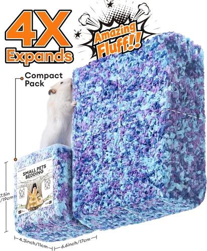 Vista 2 de BUCATSTATE Hamster Bedding - Ropa de cama de papel para animales pequeños, 99 % libre de polvo, con control de olor, acogedora arena para hámster