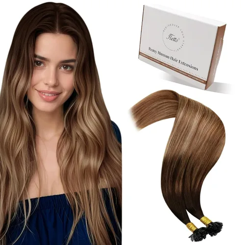 Vista 92 de 【Descuento】Hetto - Extensiones de cabello con cinta adhesiva, 40g, extensiones de cabello humano, color rubio ceniza oscuro degradado a rubio medio