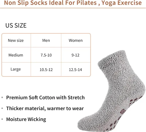 Vista 7 de NOVAYARD Calcetines antideslizantes de agarre mullido, cálidos, esponjosos, acogedores, calcetines de hospital de invierno para hombres y mujeres, 4