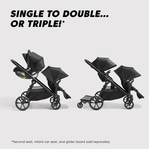 Vista 3 de Baby Jogger City Select 2 - Cochecito modular individual a doble, colección Eco, gris Harbor & Tencel