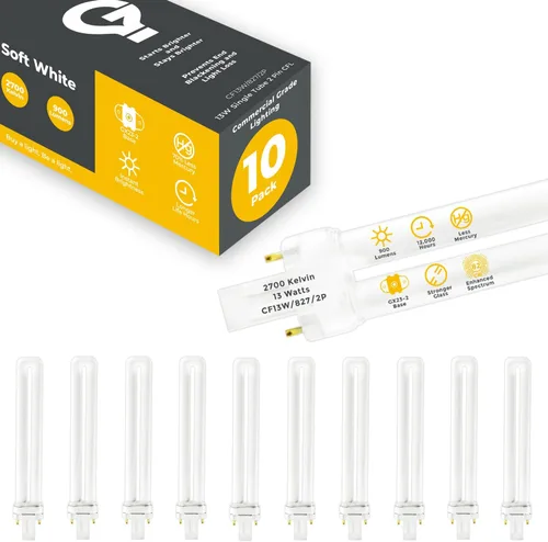 Vista 2 de GoodBulb Bombillas CFL de 13 W, base GX23 de 2 pines, 2700 K, blanco suave, 13 W, alto rendimiento, 800 lúmenes, bombillas fluorescentes compactas