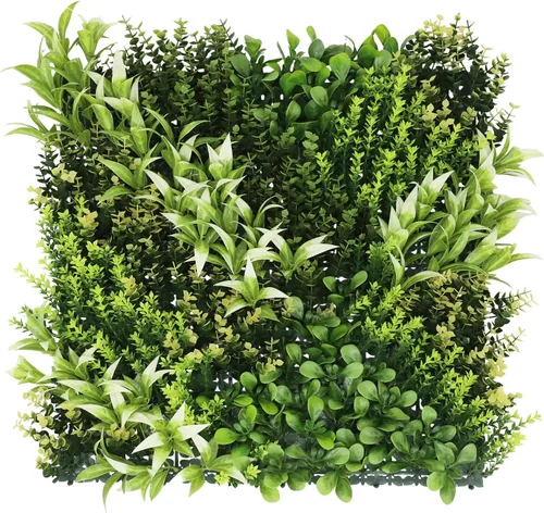 Vista 26 de E&K Panel de valla de plantas artificiales de 20 x 20 pulgadas, hojas sintéticas, césped, panel de privacidad para interiores y exteriores